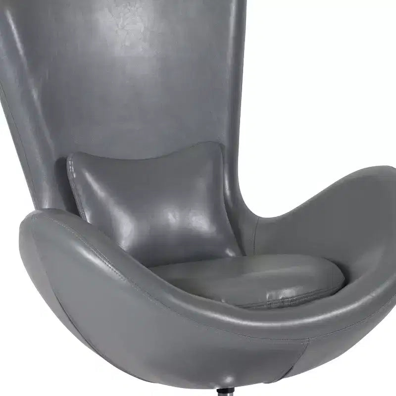 Chaise longue Merrick Lane style œuf à dossier haut avec base pivotante en métal à 360°