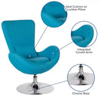 Chaise longue Merrick Lane style œuf à dossier haut avec base pivotante en métal à 360°