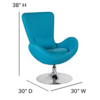 Chaise longue Merrick Lane style œuf à dossier haut avec base pivotante en métal à 360°