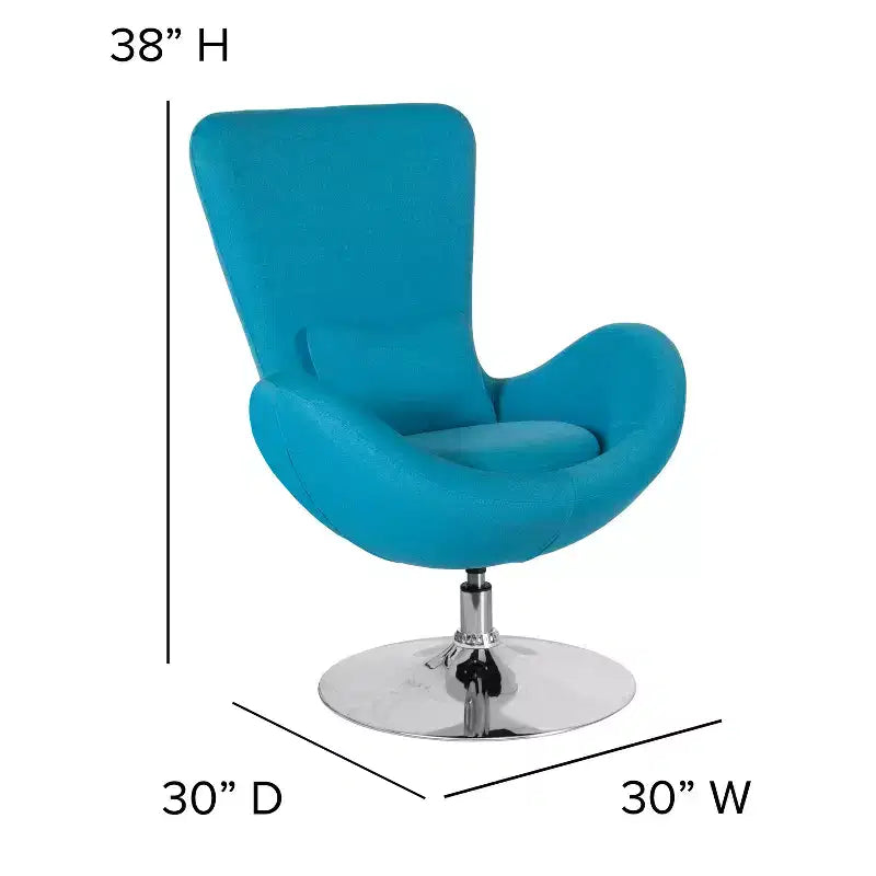 Chaise longue Merrick Lane style œuf à dossier haut avec base pivotante en métal à 360°