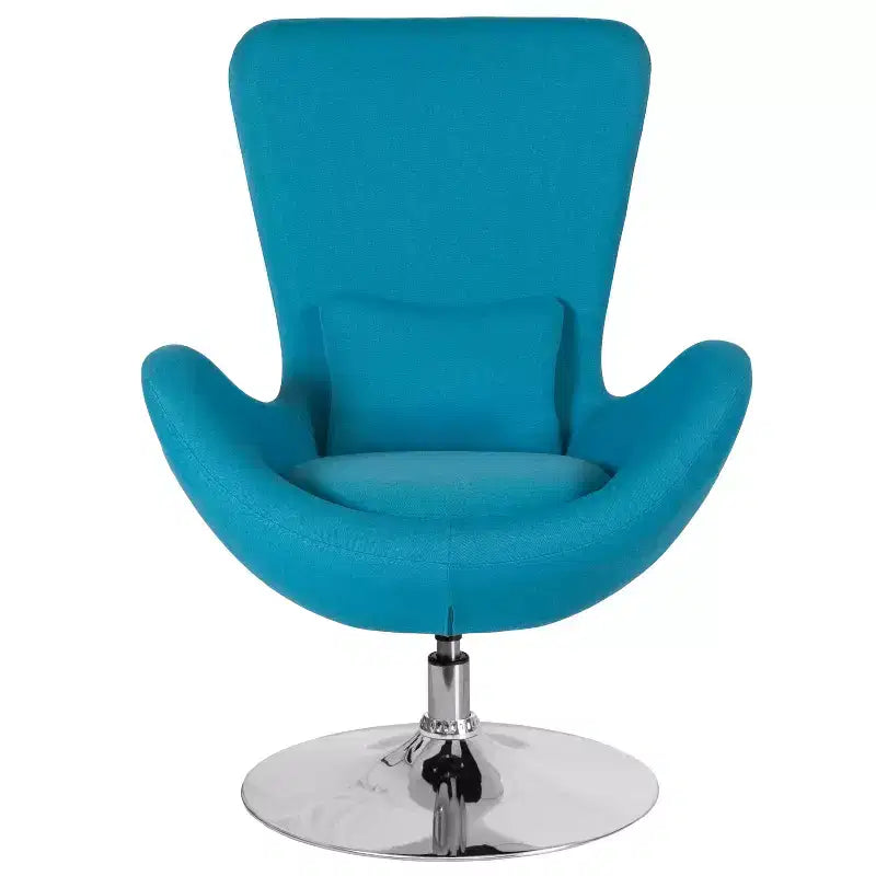 Chaise longue Merrick Lane style œuf à dossier haut avec base pivotante en métal à 360°