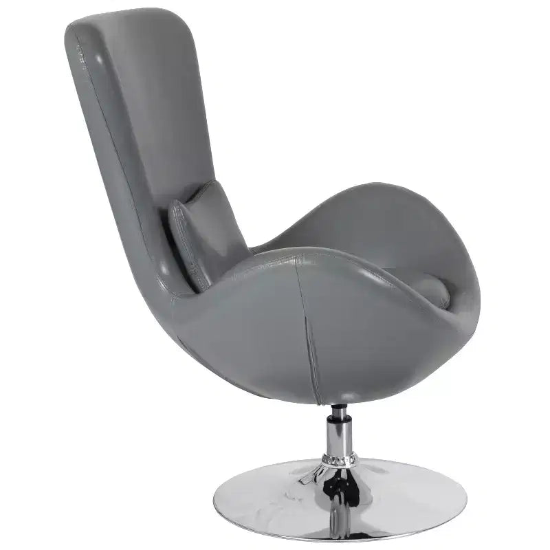 Chaise longue Merrick Lane style œuf à dossier haut avec base pivotante en métal à 360°