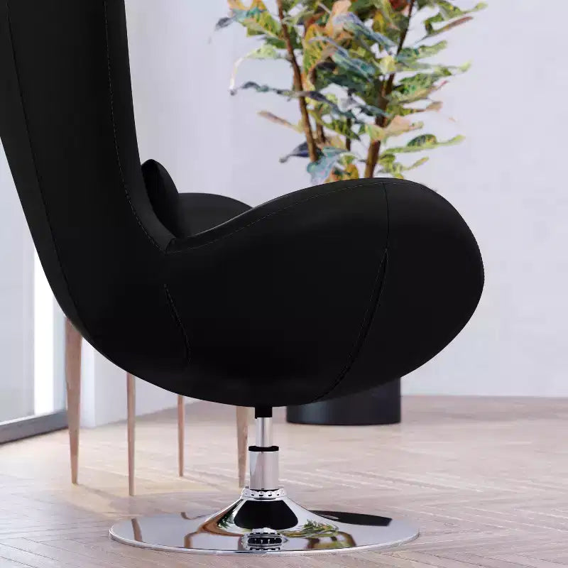 Chaise longue Merrick Lane style œuf à dossier haut avec base pivotante en métal à 360°