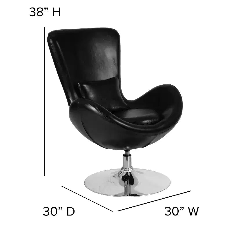 Chaise longue Merrick Lane style œuf à dossier haut avec base pivotante en métal à 360°