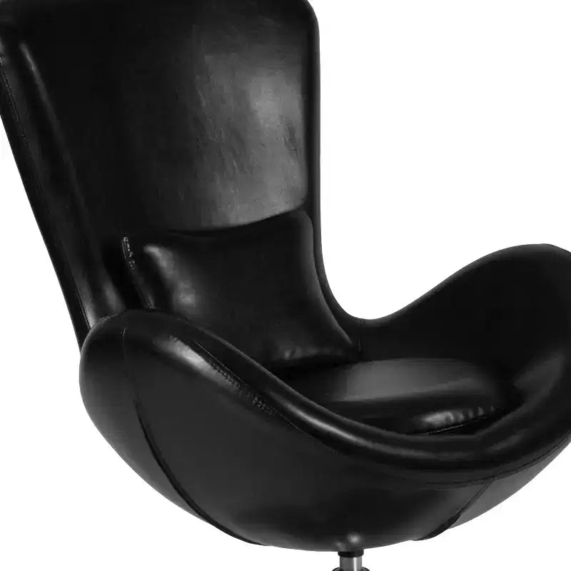 Chaise longue Merrick Lane style œuf à dossier haut avec base pivotante en métal à 360°