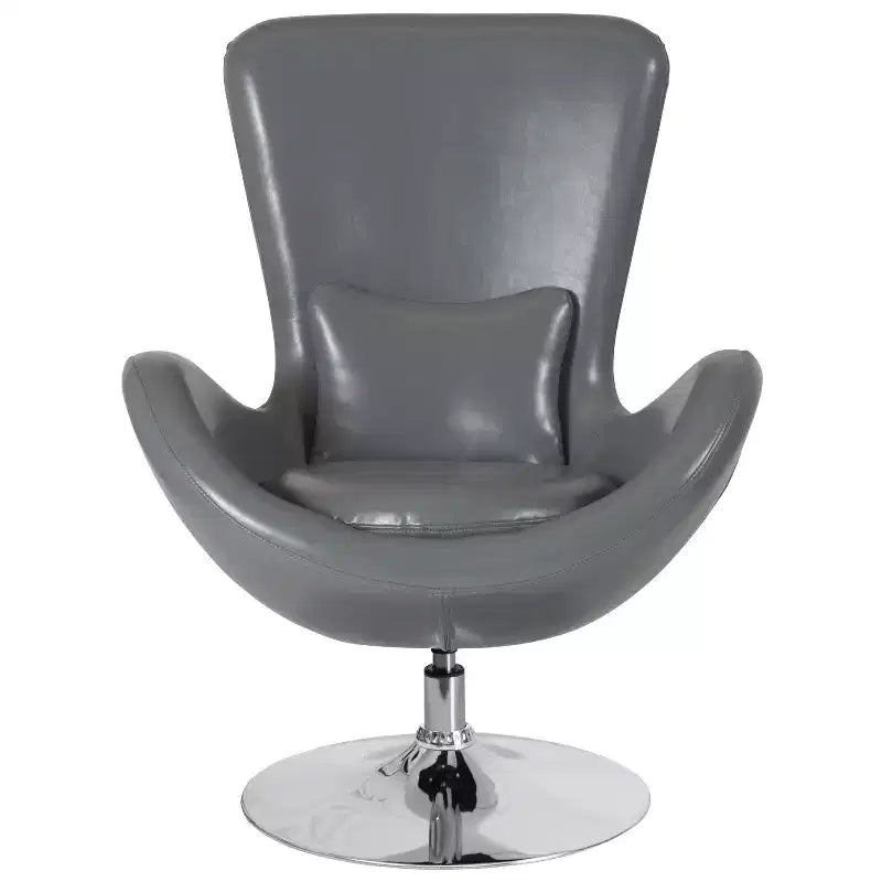 Chaise longue Merrick Lane style œuf à dossier haut avec base pivotante en métal à 360°