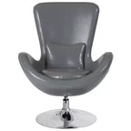 Chaise longue Merrick Lane style œuf à dossier haut avec base pivotante en métal à 360°