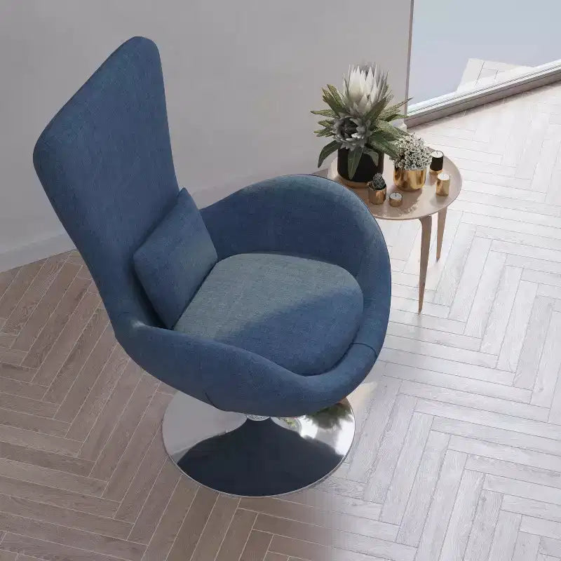 Chaise longue Merrick Lane style œuf à dossier haut avec base pivotante en métal à 360°