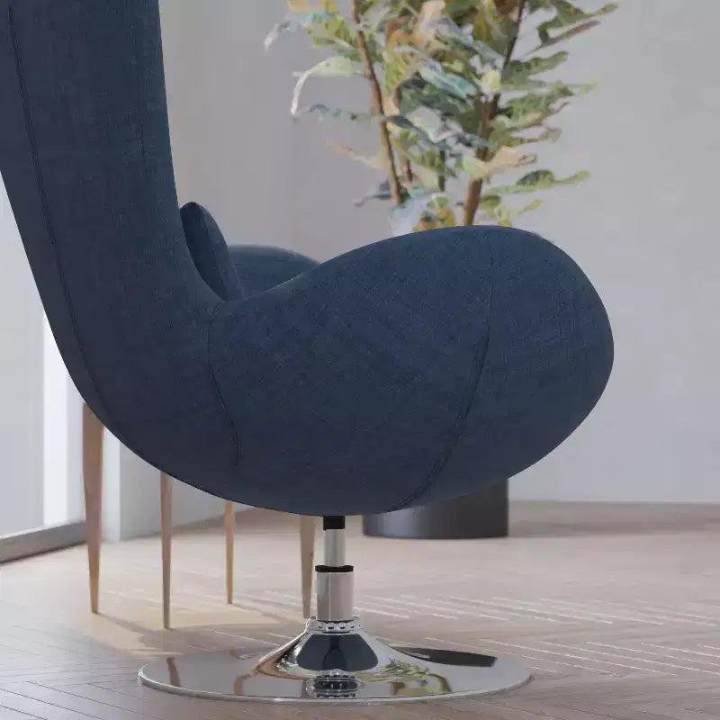 Chaise longue Merrick Lane style œuf à dossier haut avec base pivotante en métal à 360°
