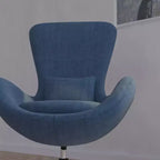 Chaise longue Merrick Lane style œuf à dossier haut avec base pivotante en métal à 360°