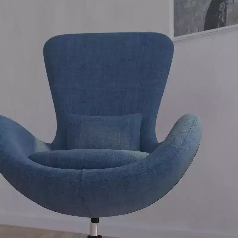 Chaise longue Merrick Lane style œuf à dossier haut avec base pivotante en métal à 360°