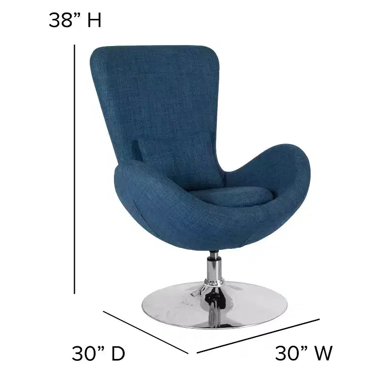 Chaise longue Merrick Lane style œuf à dossier haut avec base pivotante en métal à 360°