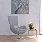 Chaise longue Merrick Lane style œuf à dossier haut avec base pivotante en métal à 360°