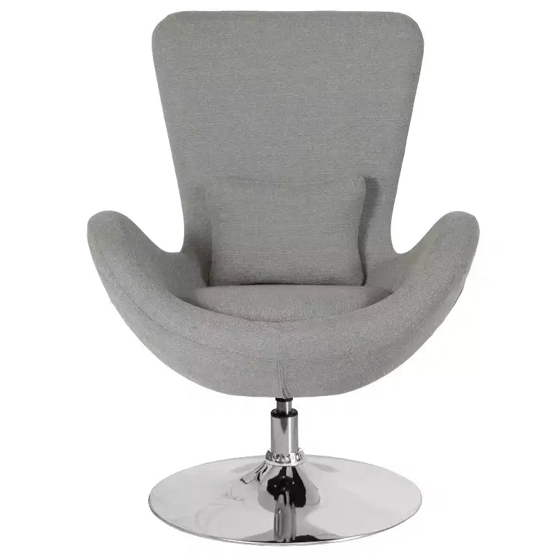 Chaise longue Merrick Lane style œuf à dossier haut avec base pivotante en métal à 360°