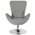 Chaise longue Merrick Lane style œuf à dossier haut avec base pivotante en métal à 360°