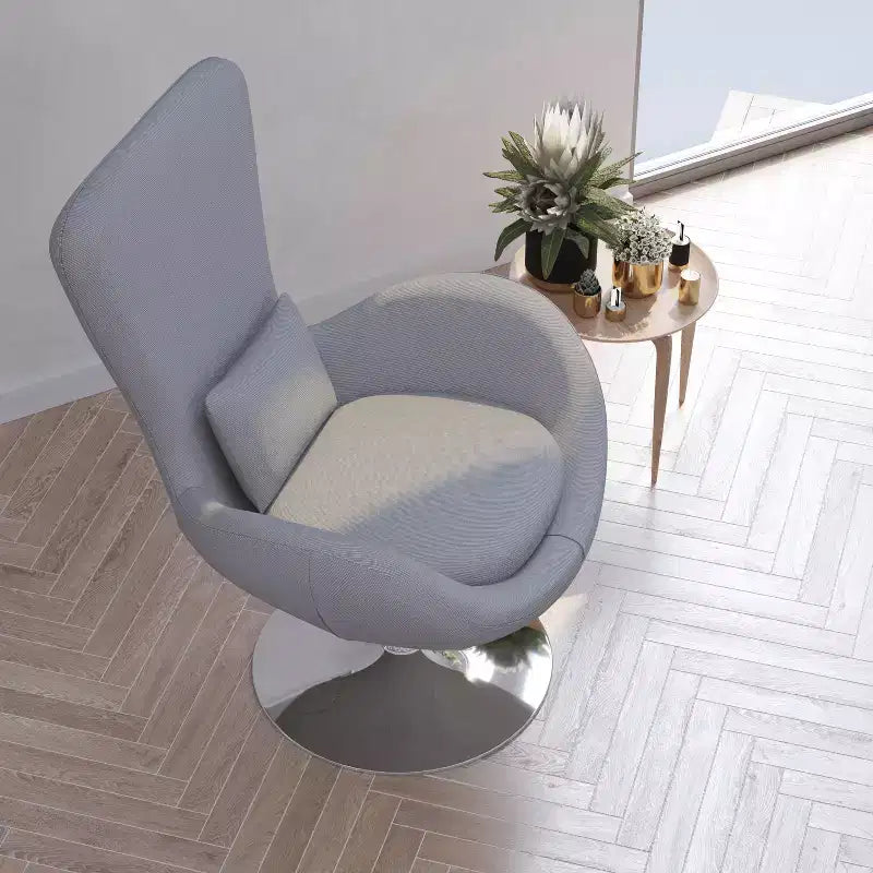 Chaise longue Merrick Lane style œuf à dossier haut avec base pivotante en métal à 360°