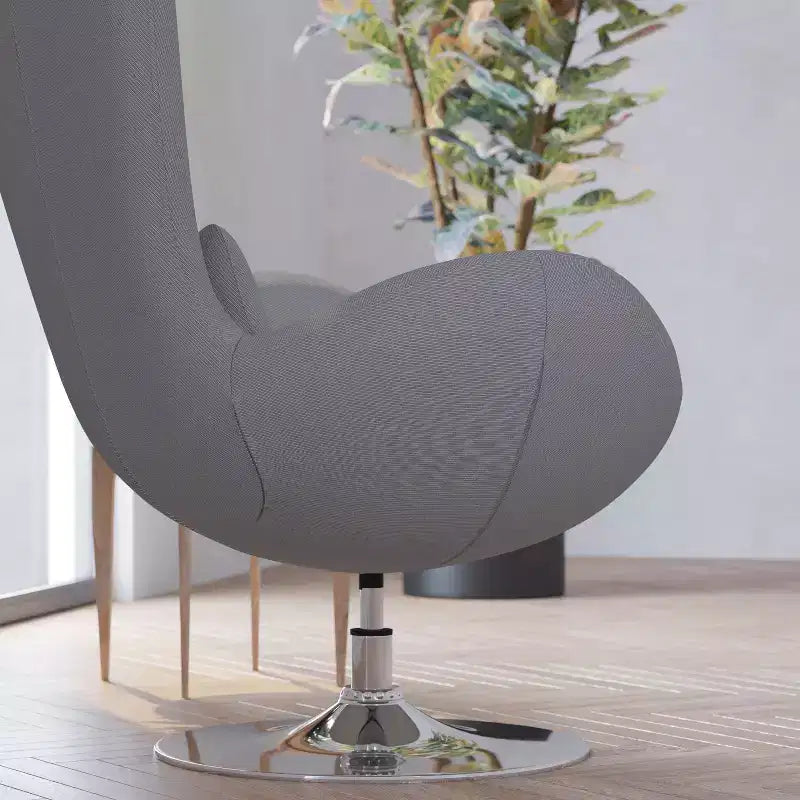 Chaise longue Merrick Lane style œuf à dossier haut avec base pivotante en métal à 360°