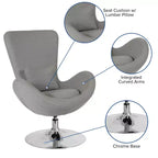 Chaise longue Merrick Lane style œuf à dossier haut avec base pivotante en métal à 360°