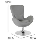 Chaise longue Merrick Lane style œuf à dossier haut avec base pivotante en métal à 360°