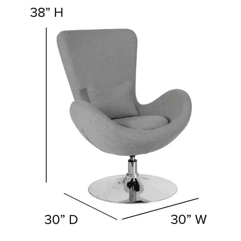 Chaise longue Merrick Lane style œuf à dossier haut avec base pivotante en métal à 360°