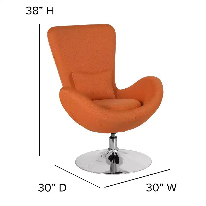 Chaise longue Merrick Lane style œuf à dossier haut avec base pivotante en métal à 360°