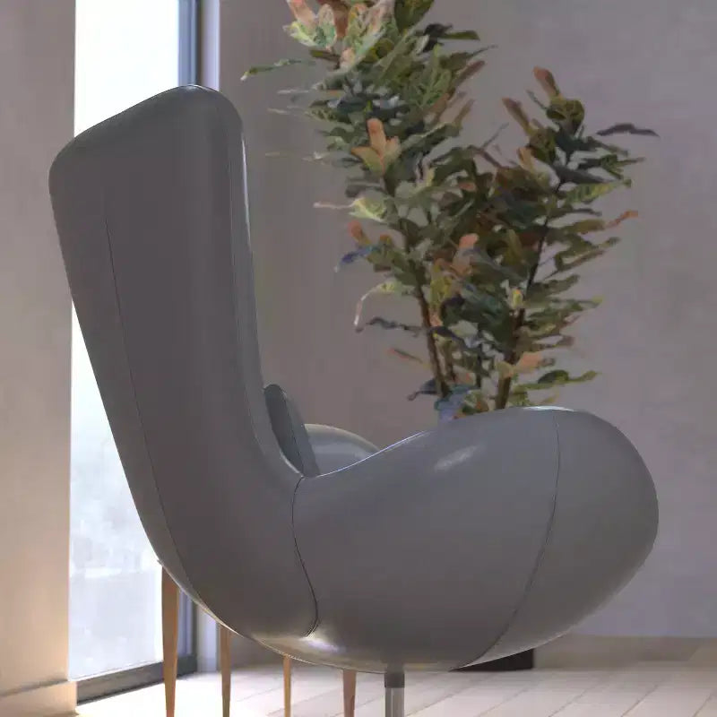 Chaise longue Merrick Lane style œuf à dossier haut avec base pivotante en métal à 360°