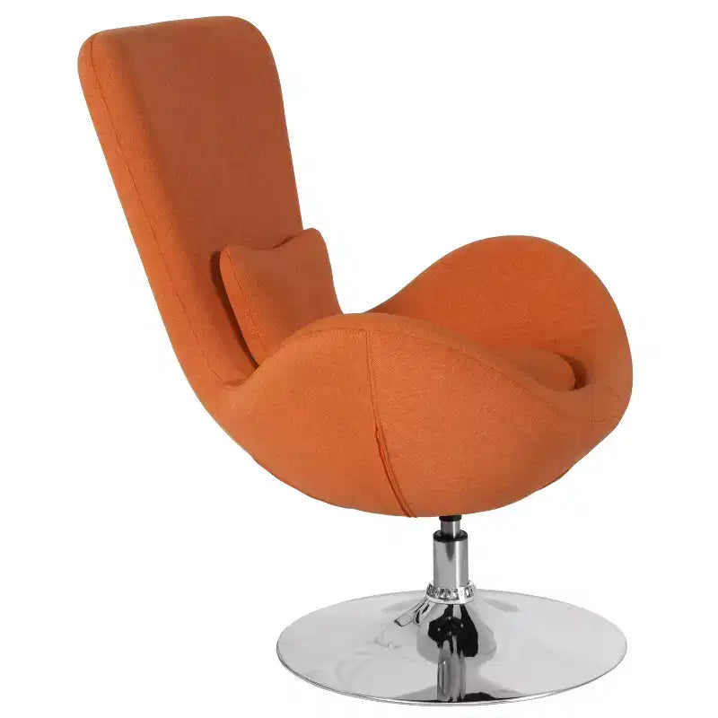 Chaise longue Merrick Lane style œuf à dossier haut avec base pivotante en métal à 360°