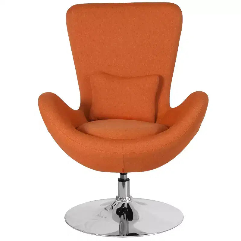 Chaise longue Merrick Lane style œuf à dossier haut avec base pivotante en métal à 360°