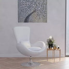 Chaise longue Merrick Lane style œuf à dossier haut avec base pivotante en métal à 360°