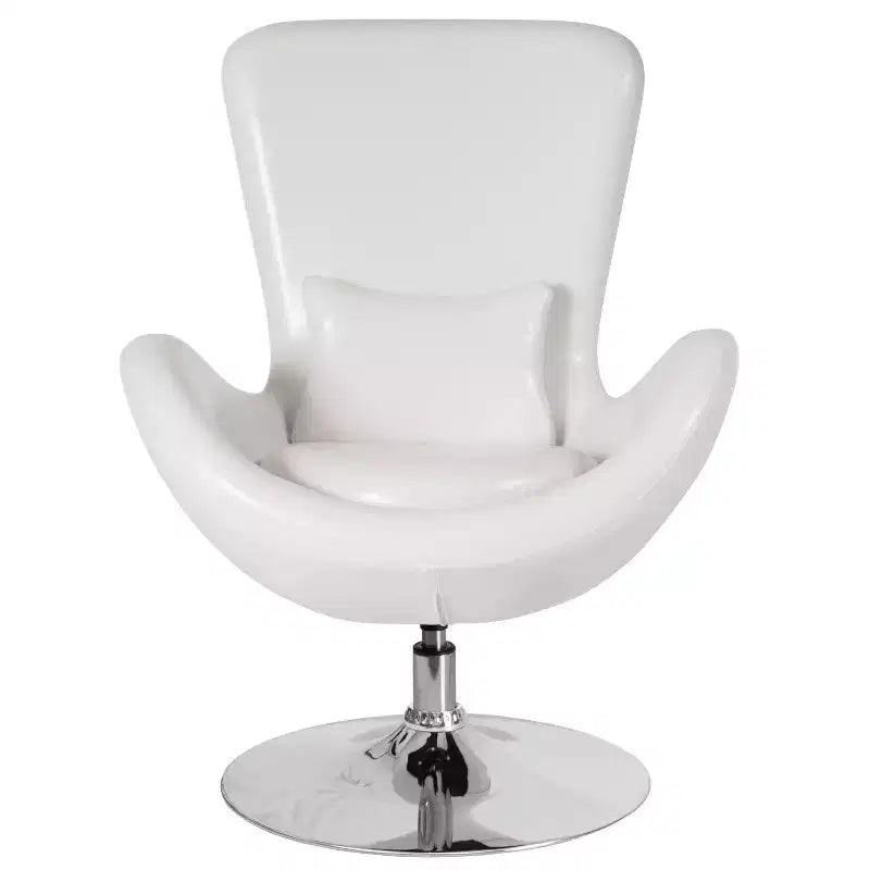 Chaise longue Merrick Lane style œuf à dossier haut avec base pivotante en métal à 360°