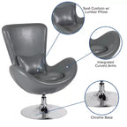 Chaise longue Merrick Lane style œuf à dossier haut avec base pivotante en métal à 360°