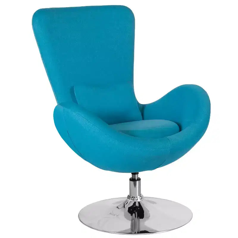 Chaise longue Merrick Lane style œuf à dossier haut avec base pivotante en métal à 360°