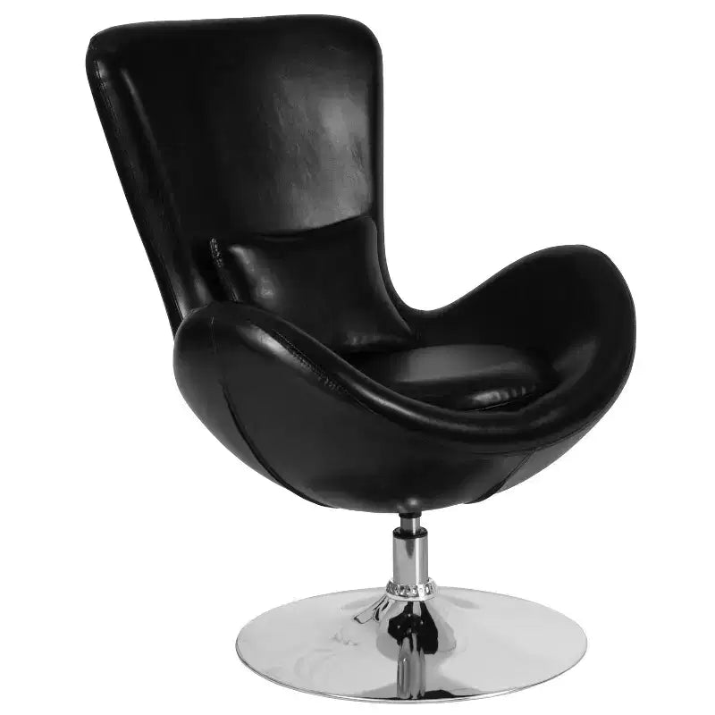 Chaise longue Merrick Lane style œuf à dossier haut avec base pivotante en métal à 360°