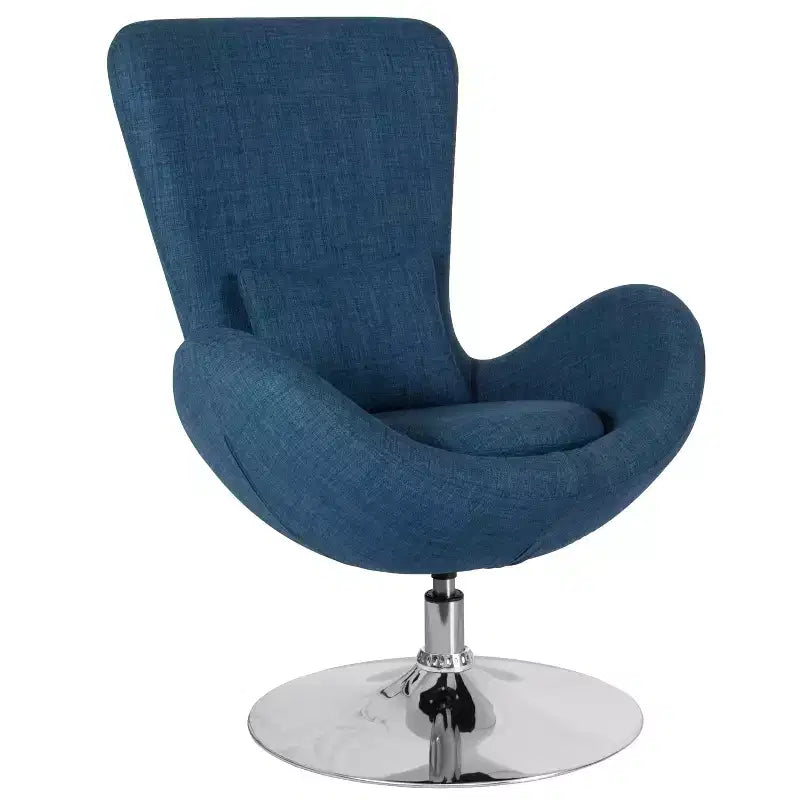 Chaise longue Merrick Lane style œuf à dossier haut avec base pivotante en métal à 360°