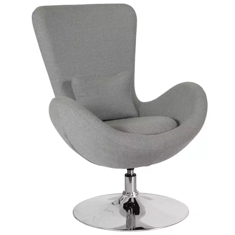 Chaise longue Merrick Lane style œuf à dossier haut avec base pivotante en métal à 360°