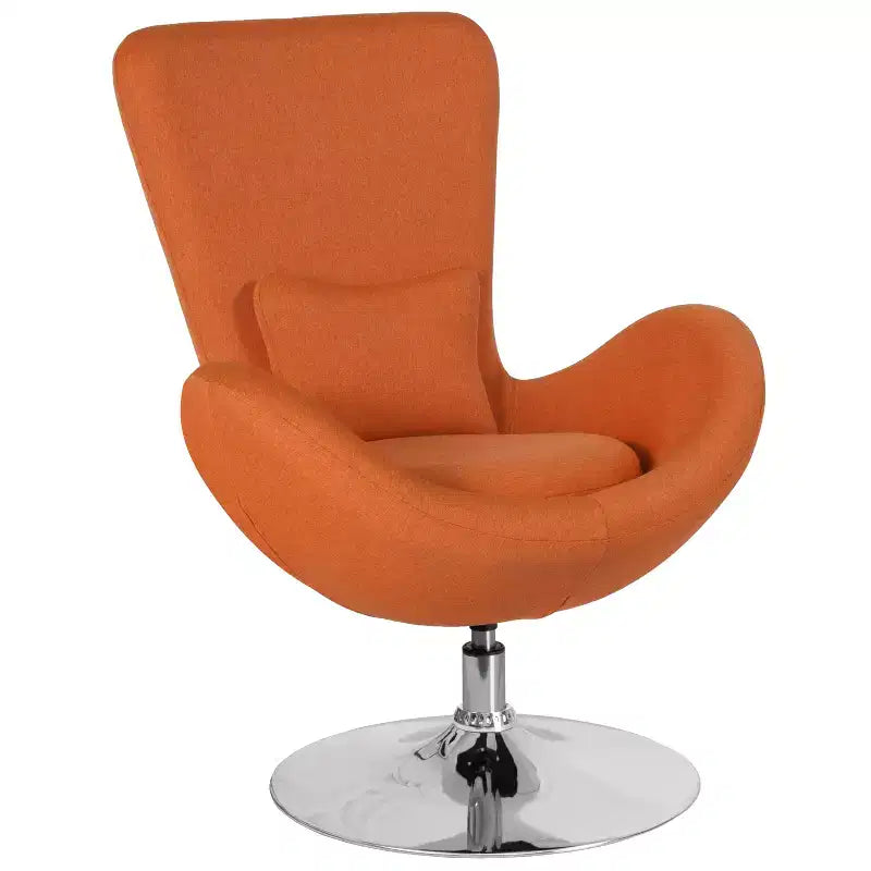 Chaise longue Merrick Lane style œuf à dossier haut avec base pivotante en métal à 360°