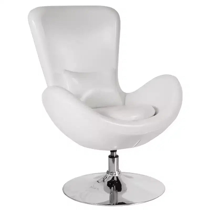 Chaise longue Merrick Lane style œuf à dossier haut avec base pivotante en métal à 360°