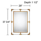 Miroir mural rectangulaire Uttermost, moderne, biseauté, cadre en fer doré et acrylique transparent, 71 cm de large, pour salle de bain ou salon