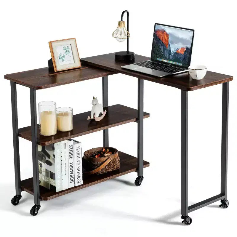 Costway Table d'appoint de canapé pivotante en noyer avec roulettes, brevetée