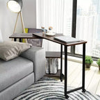 Costway Table d'appoint de canapé pivotante en noyer avec roulettes, brevetée