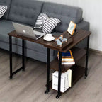 Costway Table d'appoint de canapé pivotante en noyer avec roulettes, brevetée