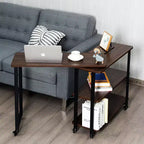 Costway Table d'appoint de canapé pivotante en noyer avec roulettes, brevetée