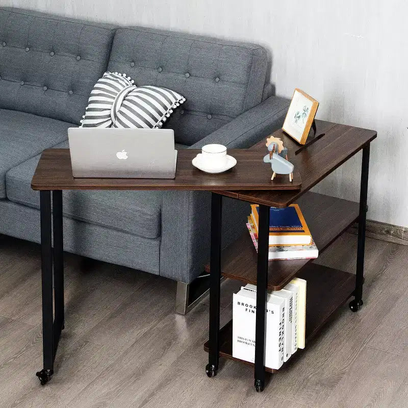 Costway Table d'appoint de canapé pivotante en noyer avec roulettes, brevetée
