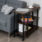 Costway Table d'appoint de canapé pivotante en noyer avec roulettes, brevetée