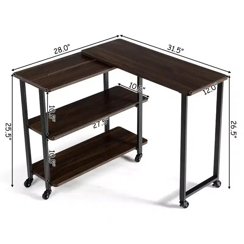 Costway Table d'appoint de canapé pivotante en noyer avec roulettes, brevetée