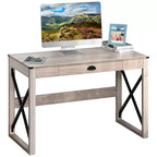 Bureau d'ordinateur de bureau HOMCOM, bureau rustique, poste de travail de style ferme avec tiroir de rangement, cadre en X
