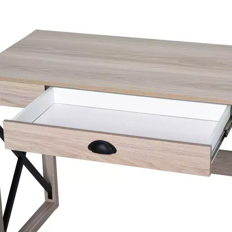 Bureau d'ordinateur de bureau HOMCOM, bureau rustique, poste de travail de style ferme avec tiroir de rangement, cadre en X