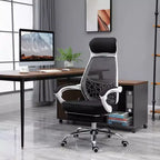 Vinsetto Chaise de bureau ergonomique à dossier haut en maille, inclinable, pivotante, avec repose-pieds rétractable, appui-tête et accoudoirs rembourrés