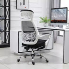 Vinsetto Chaise de bureau ergonomique à dossier haut en maille, inclinable, pivotante, avec repose-pieds rétractable, appui-tête et accoudoirs rembourrés