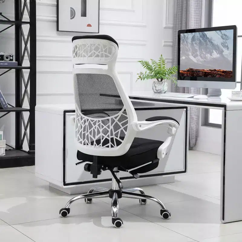 Vinsetto Chaise de bureau ergonomique à dossier haut en maille, inclinable, pivotante, avec repose-pieds rétractable, appui-tête et accoudoirs rembourrés